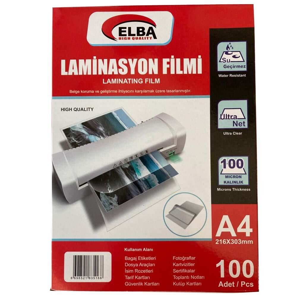 Elba Laminasyon Filmi A4 100 Mıc 100'lü 216x303 Elb-20060