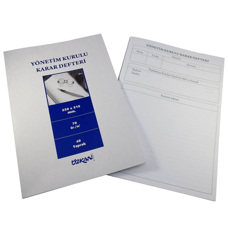 Özkan Yönetim Kurulu Karar Defteri Karton Kapak 40 Yaprak G2284