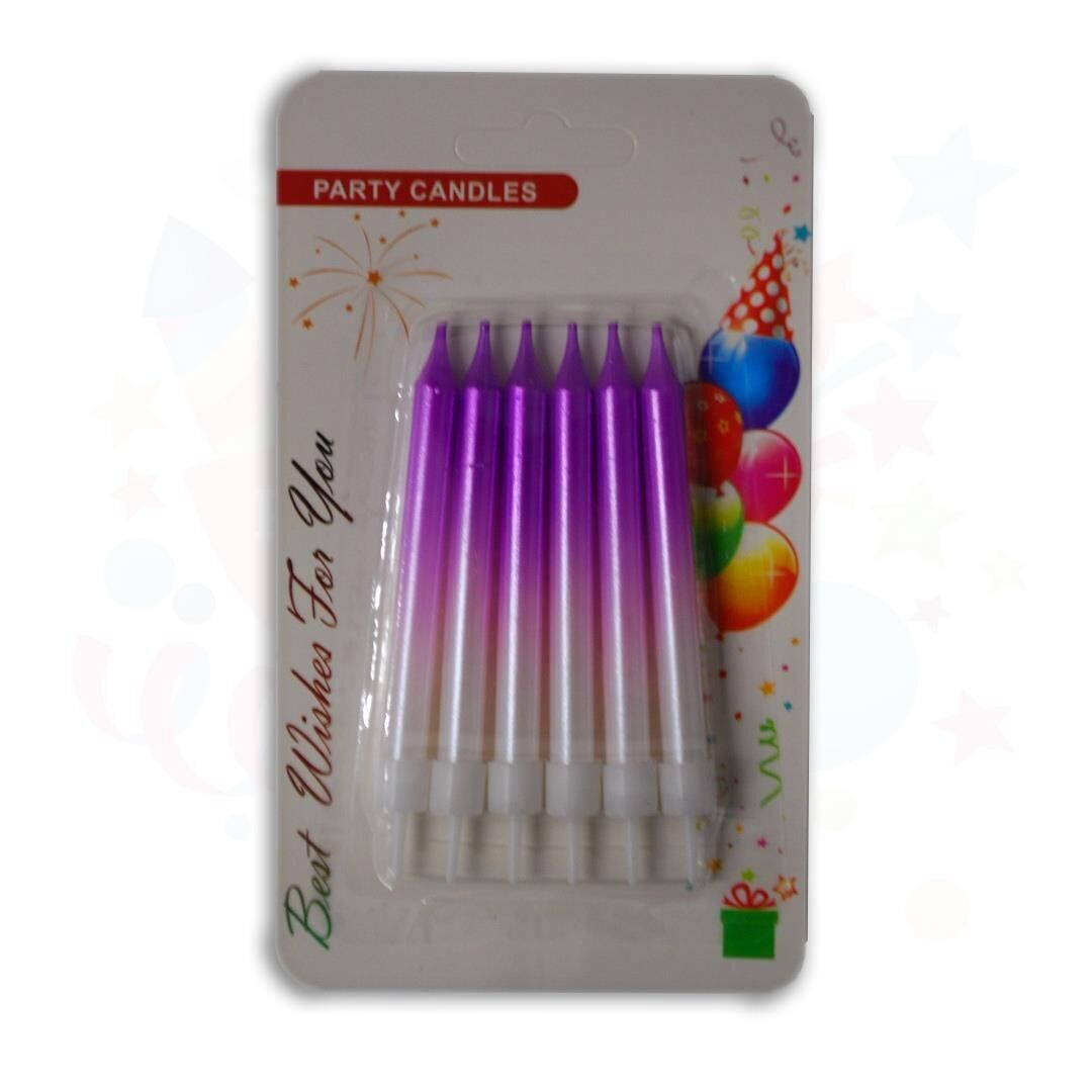 Nedi Mum Çubuklu 6'lı Renk Geçişli 8 Cm Mor Nd-7149