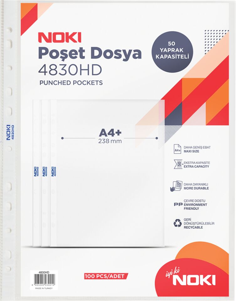 Noki Poşet Dosya Hd 100'lü Şeffaf Buzlu 4830-hd