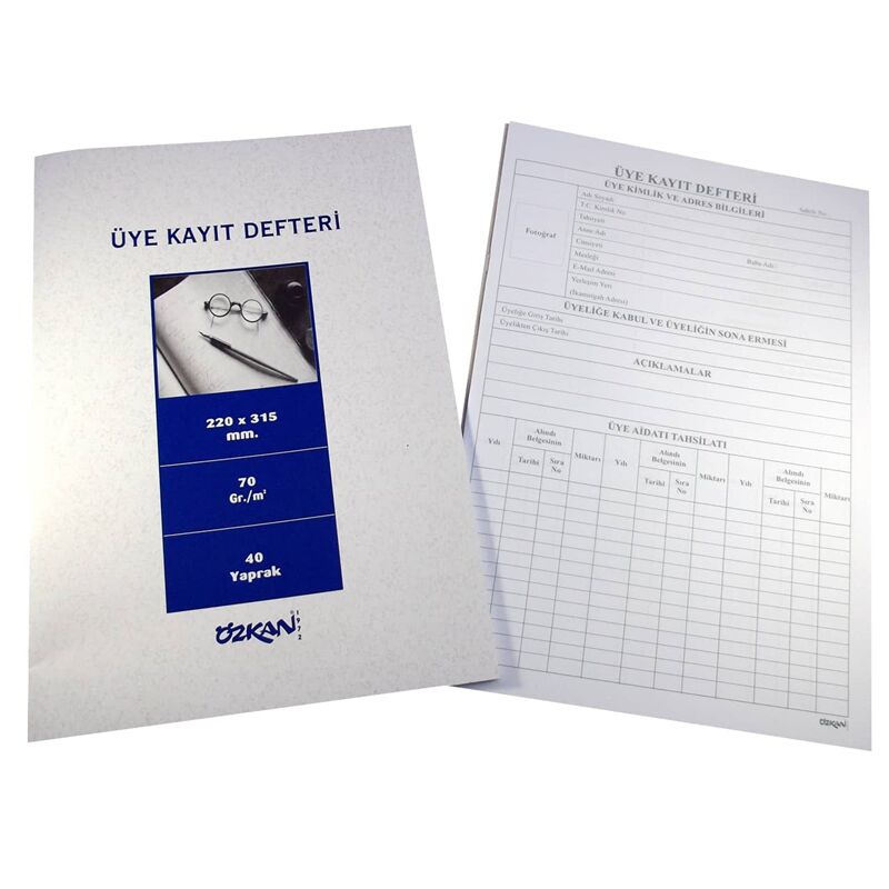 Özkan Üye Kayıt Defteri 40 Yaprak G0542