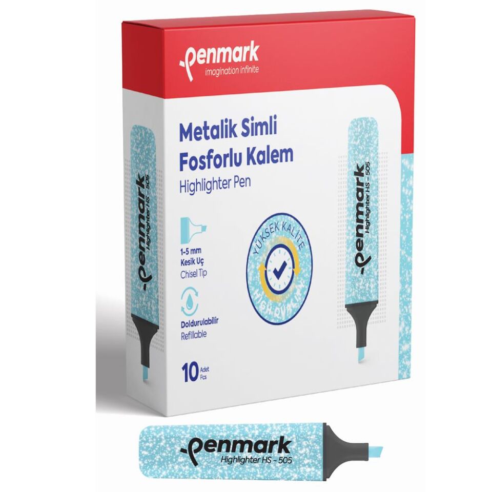 Penmark Metalik Simli Fosforlu Kalem Açık Mavi Hs-505-16