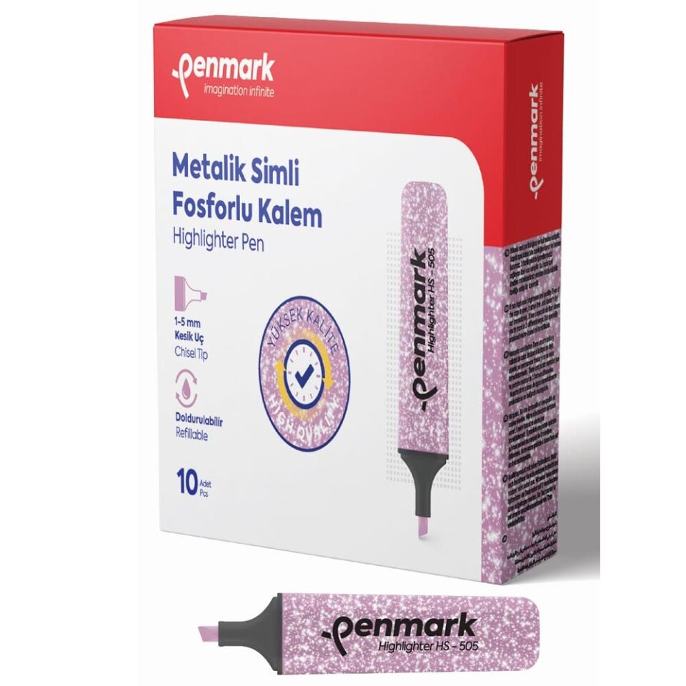 Penmark Metalik Simli Fosforlu Kalem Lavanta Hs-505-17