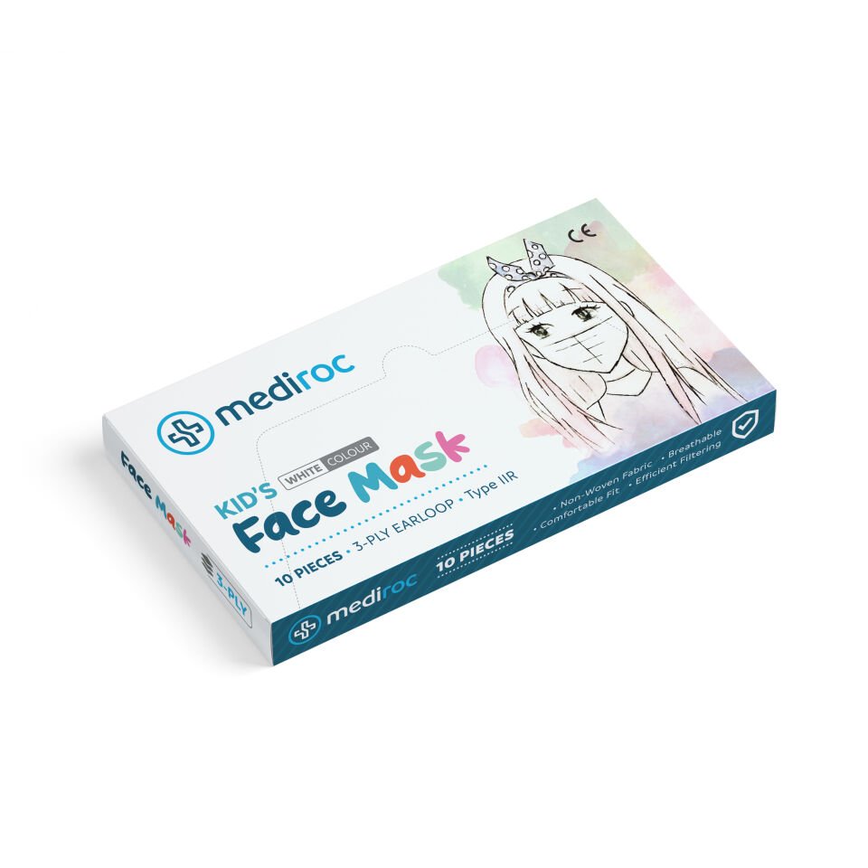 Mediroc (wexta) (kız-erkek) Beyaz Stl3ply Melt Blown Koruyucu Çocuk Maskesi 10lu