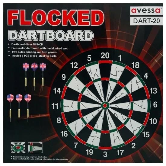 Avessa Dart Board 18'' Set Flocked Renkli Dart-20