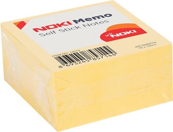 Noki Yapışkanlı Not Kağıdı 75x75 Mm 400yp Sarı Küp 12072