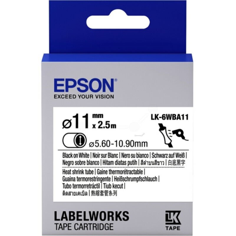 Epson Lk-4wba5 Isıyla Daralan Siyah Üzeri Beyaz 5mm 2,5metre Etiket