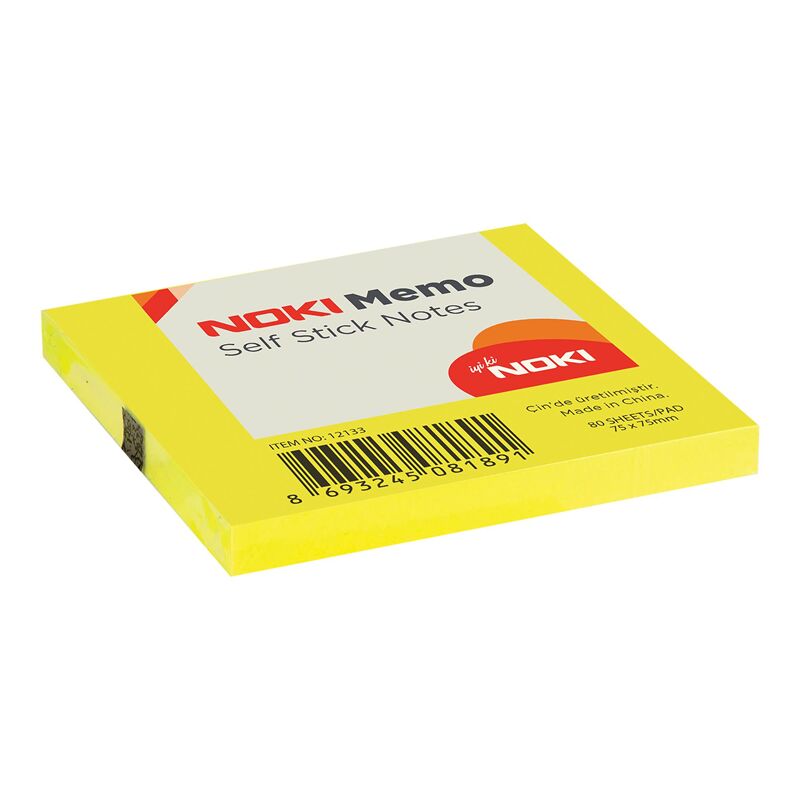 Noki Yapışkanlı Not Kağıdı 75x75 Mm 80 Yp Limon Sarı 12133