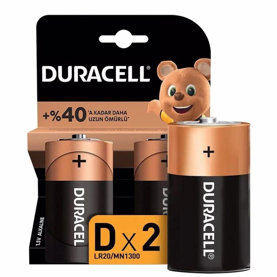 Duracell Pil Alkalinli 2'li D Büyük Boy Lr-20 Mn1300