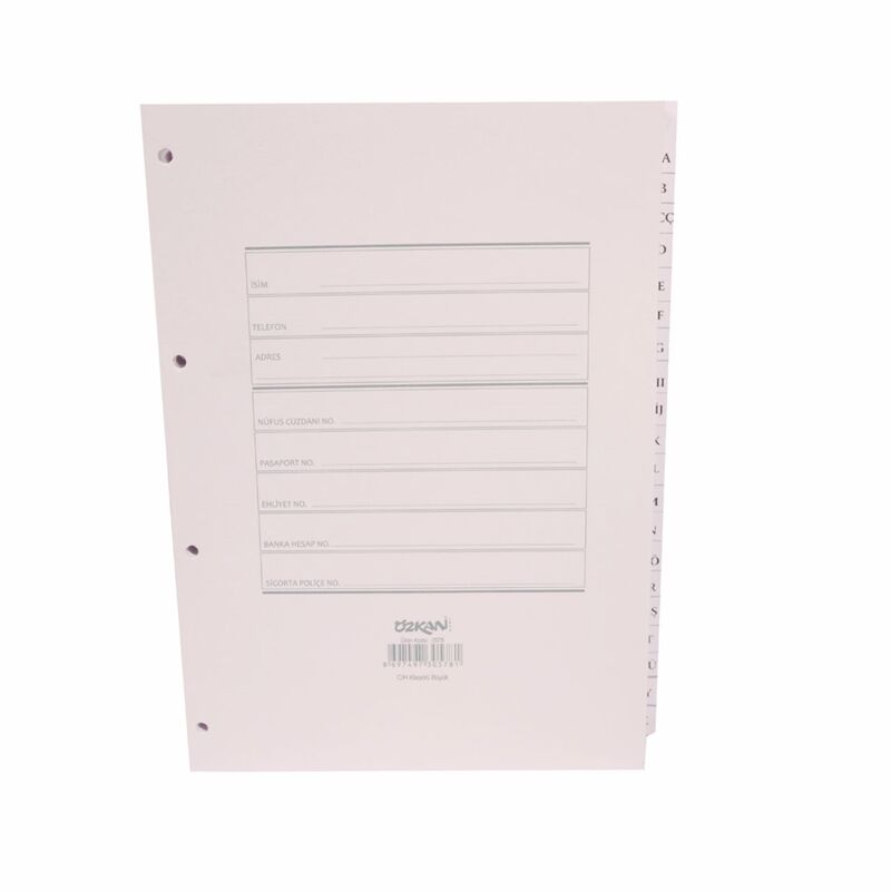 Özkan Cari Hesap Klasörü Yedeği A4 Seperatörlü G0229