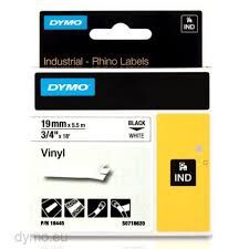 Dymo 18445 Rhinopro Renkli Vinil 19mmx5,5m Beyaz-siyah