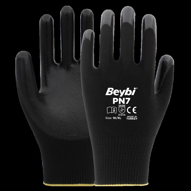 Beybi Nitril Poly Pn7 10 Beden Siyah Eldiven 12li Paket( En388 3131x)