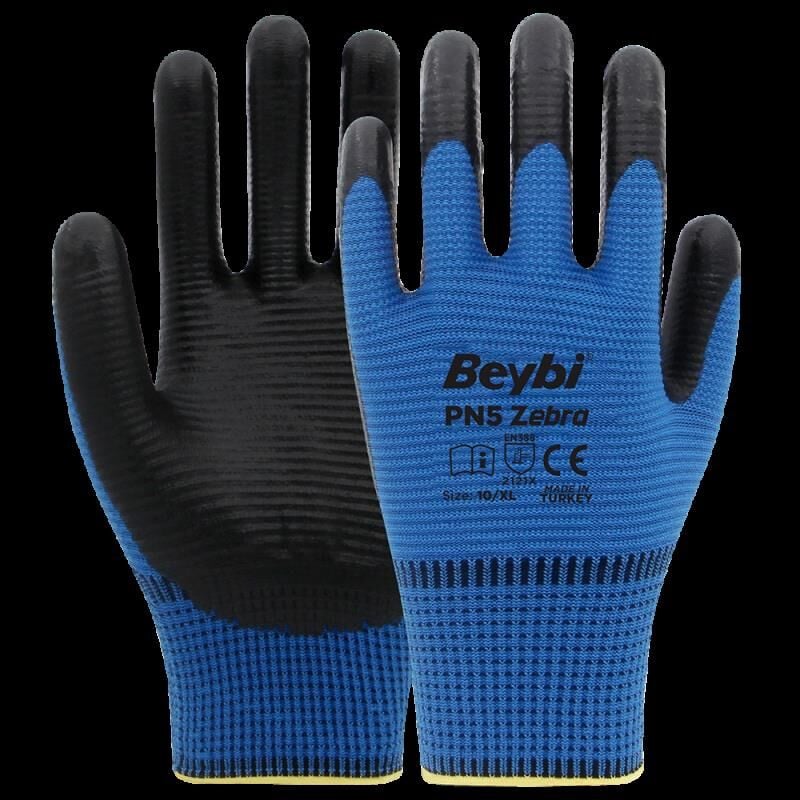 Beybi Nitril Pmk Pn5 Zebra Mavi Siyah10 Beden 12li Paket (en388 2121x)