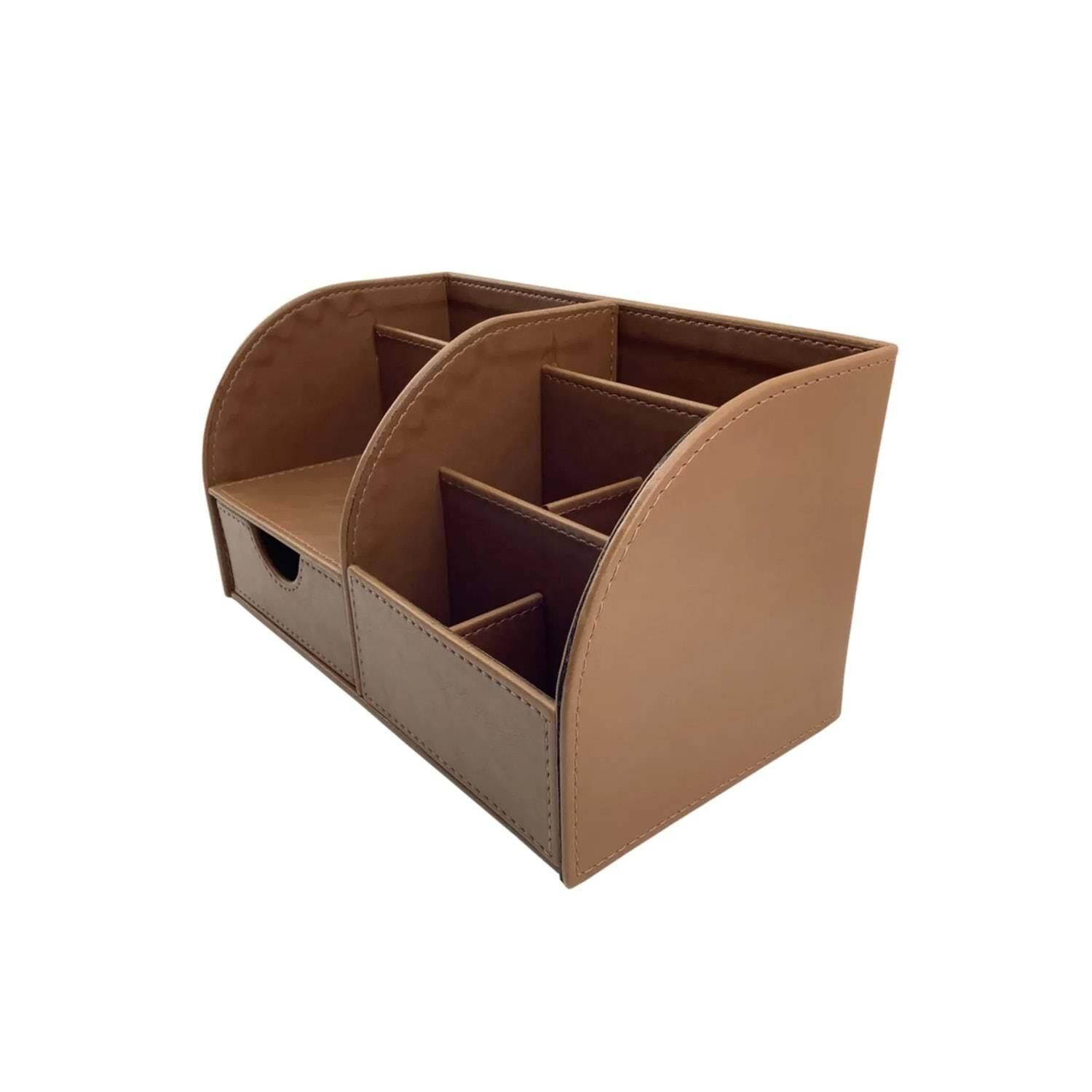 Inn Desing Organizer Deri Çekmeceli 27x15x15 Cm Taba Dd-1014