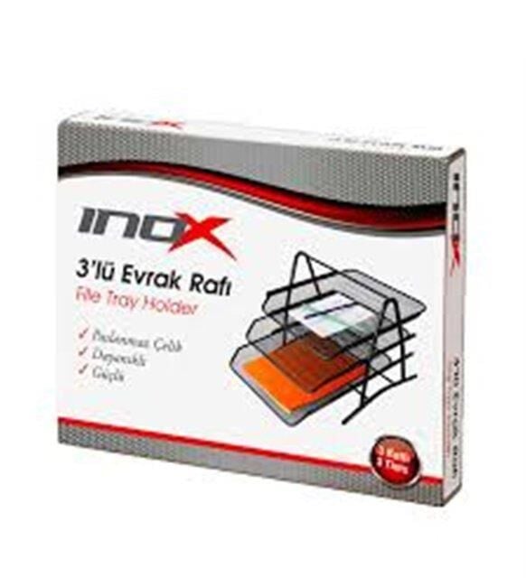 İnox Evrak Rafı 3'lü Metal Fileli Siyah Pt-0584