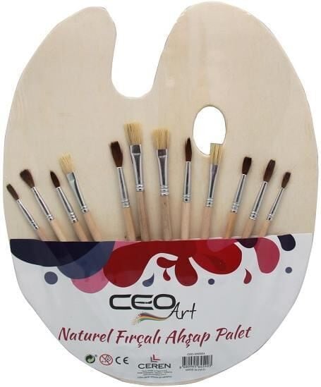 Ceo Art Ahşap Palet+12 Fırça Set ( Naturel ) Sn0024