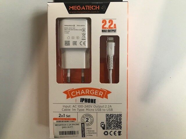 Megatech Mt-cm2 Eco 2.2a İphone Kablo+ev Şarj Kafa Hızlı Şarj