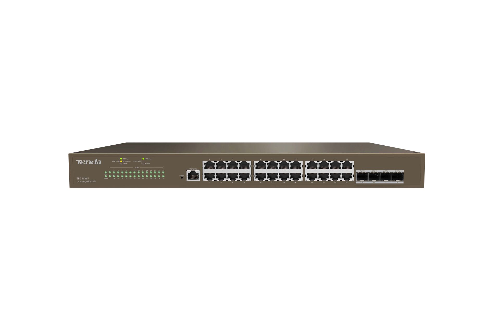Tenda Teg5328f 24 Port 10-100-1000 Switch 4 Port Sfp Yönetilebilir L2 Çelik Kasa Rack Mount