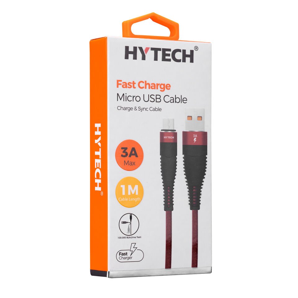 Hytech Hy-x225 3a Micro Usb 1m Kırmızı Data + Sarj Kablosu