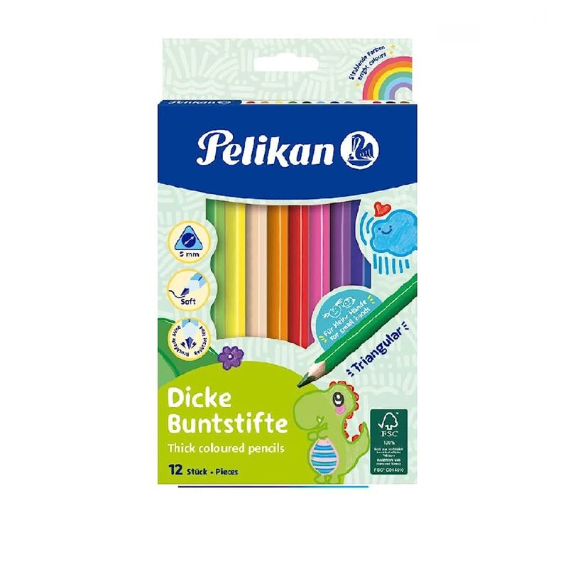 Pelikan Jumbo Üçgen Kuru Boya Kalemi 12li Kutu P-724039