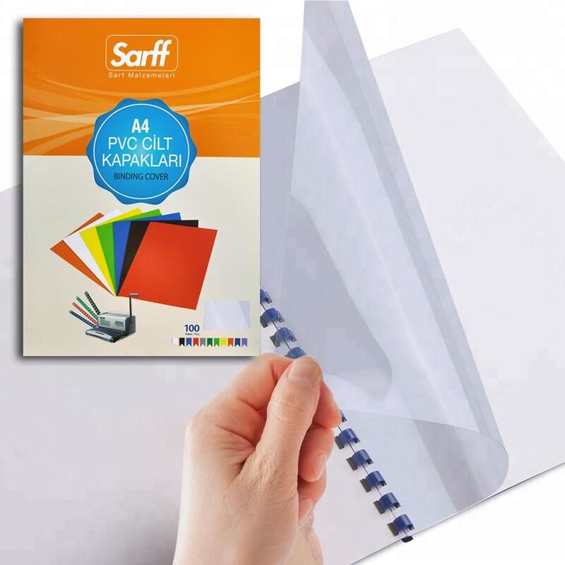 Sarff Cilt Kapağı A4 160m Pvc Şeffaf 100'lü Paket 15201003