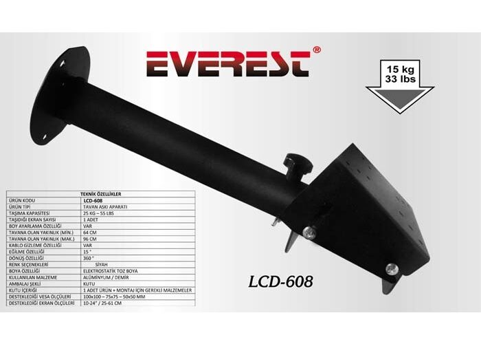 Everest Lcd-608 50-50 10''-24'' Tv Tavan Askı Aparatı