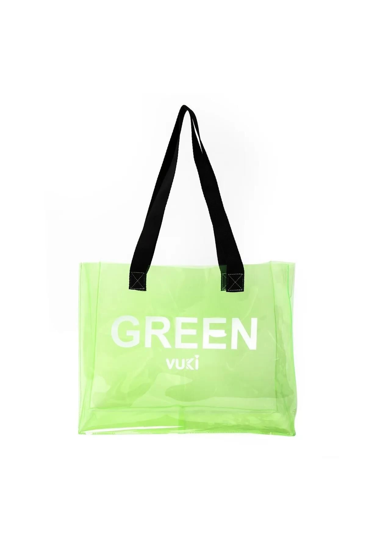 Vuki Şeffaf Yeşil El Ve Plaj Çantası Vk-00103-7
