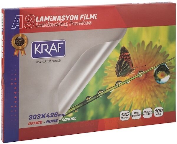 Kraf Laminasyon Filmi Parlak A3 125 Mic 100'lü 2123