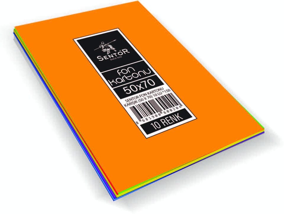 Sentor Fosforlu Fon Kartonu 50x70 Cm 160 Gr 80327 Karışık 10'lu Paket 1250017