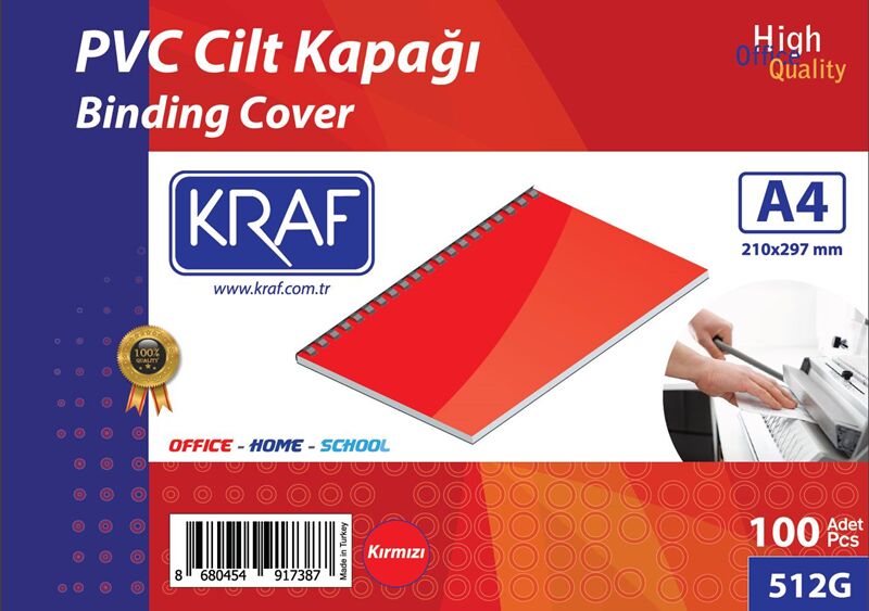 Kraf Cilt Kapağı A4 160 Mic. 100'lü Kırmızı 512g