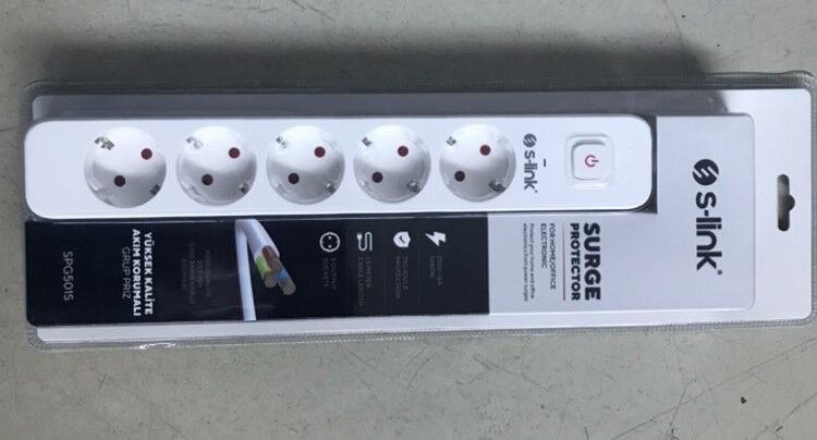 S-link Spg501s 1.5m 1.5mm 100 Yüzde Bakır 750 Joule 5 Li Anahtarlı Akım Korumalı Priz
