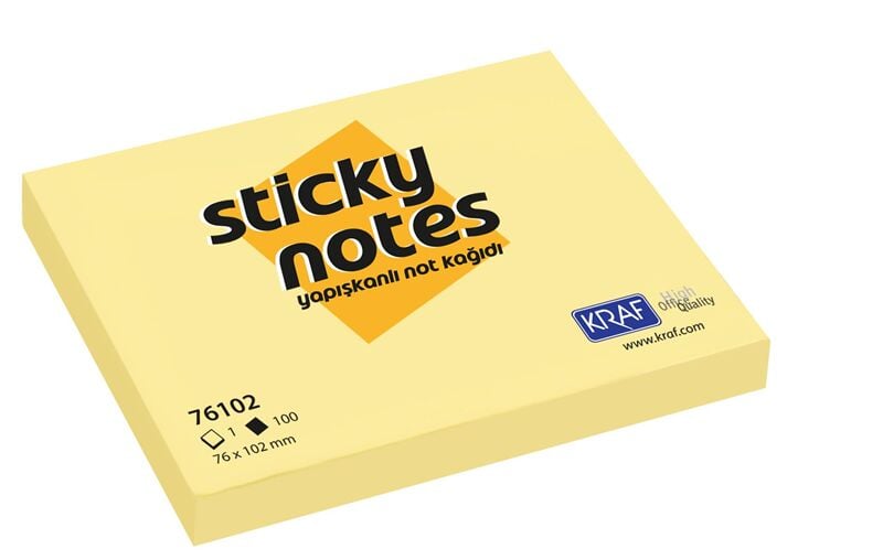 Kraf Yapışkanlı Not Kağıdı 76x102 Mm Sarı 76102