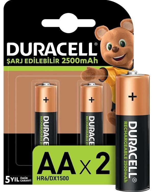 Duracell Şarjlı Kalem Pil Aa 2'li 2500mah 1.2v Dx1500 Hr6