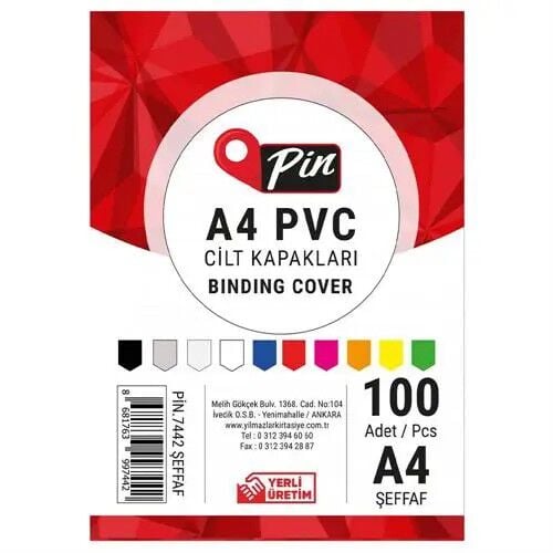 Pin 7442 A4 160 Mic. Cilt Kapağı Şeffaf - 100 Lü