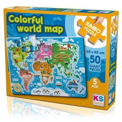 Ks Games Jumbo Puzzle 50 Parça Colorful World Map Jp-31015