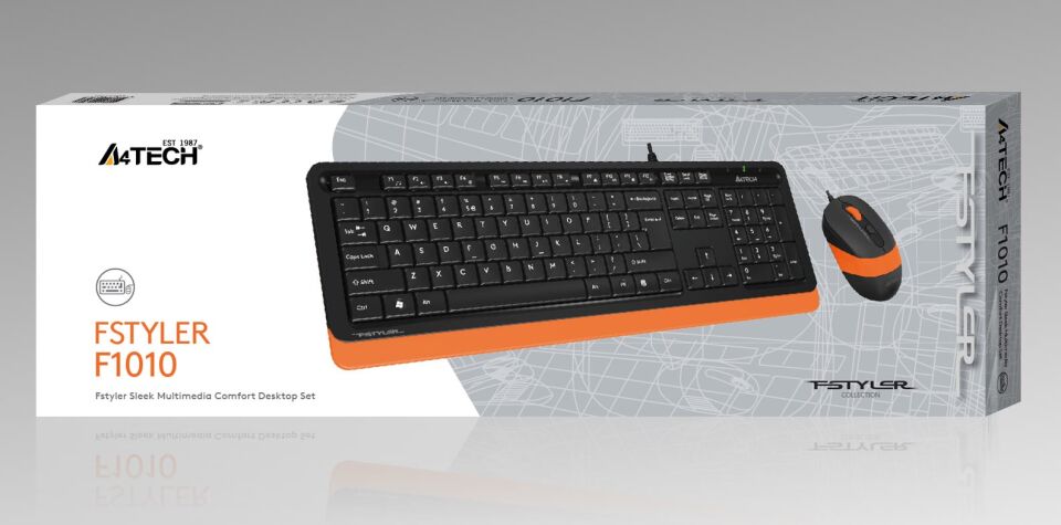 A4 Tech F1010 Q Usb Turuncu Fn-mm Klv+optik Mouse Set