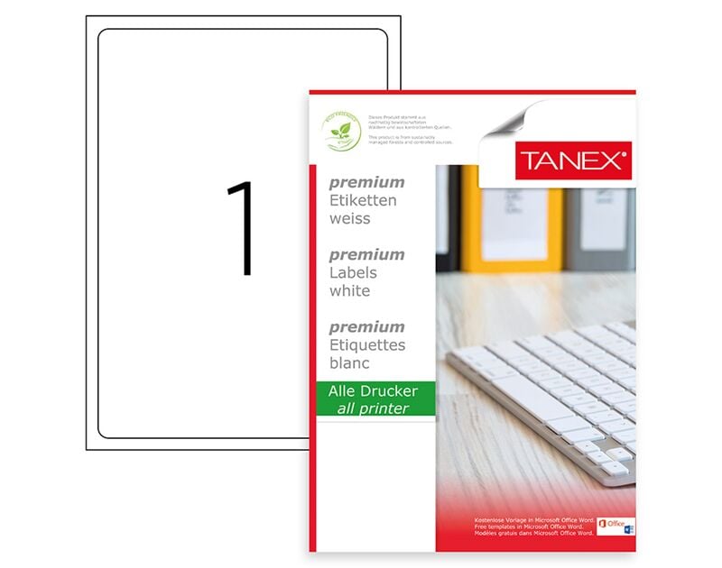 Tanex Laser Etiket Tw-2001 199,6x289,1 Mm Beyaz Tw2001las10100
