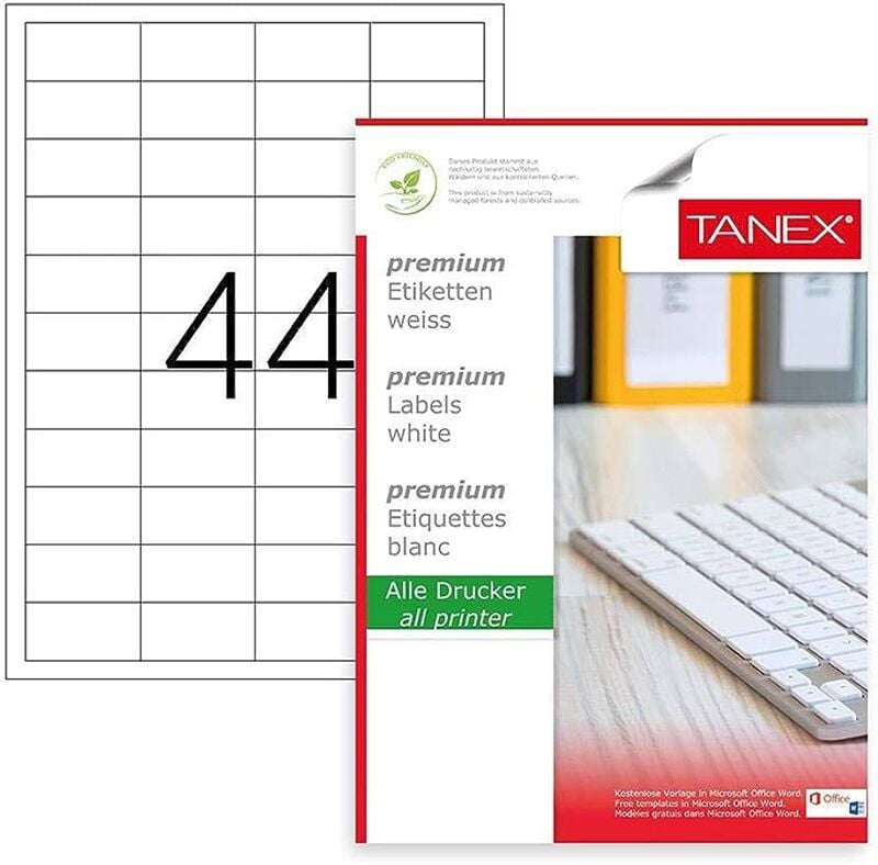 Tanex Laser Etiket A4 Şeffaf 48,5x25,4 Mm Tw-2044 Tw2044las19025