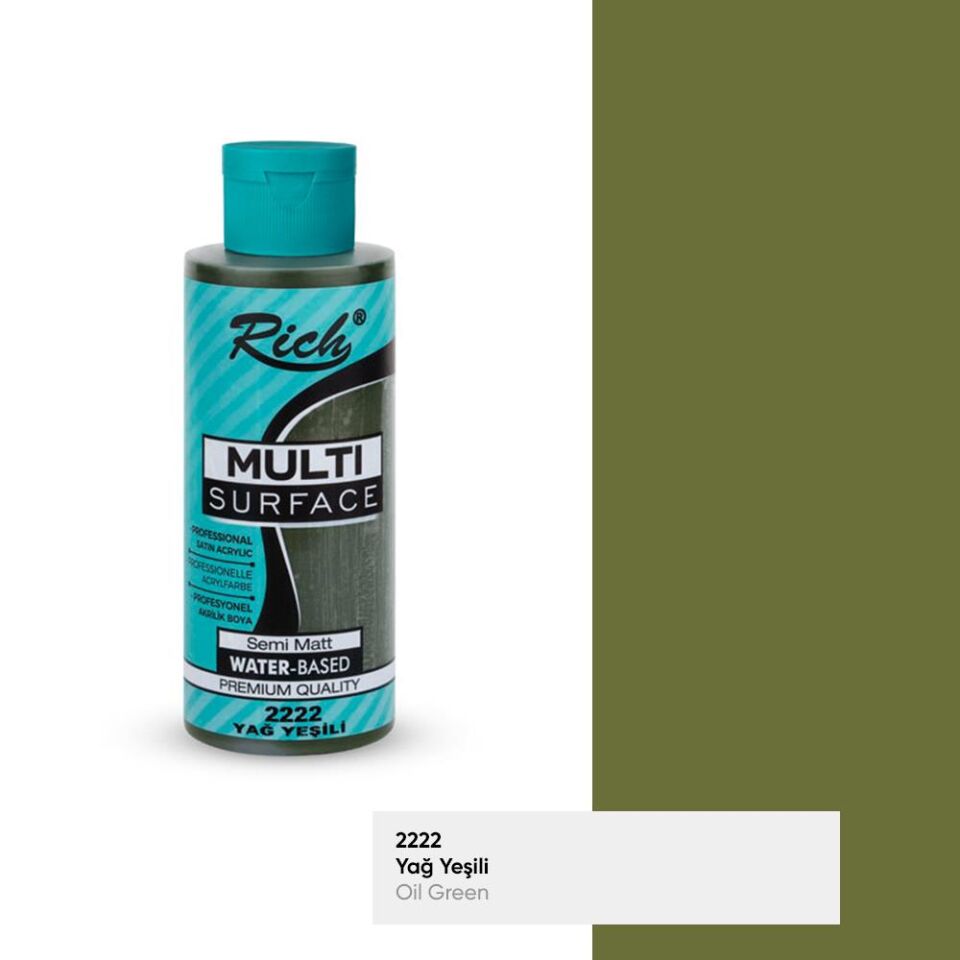 Rich Multi Surface Akrilik Boya 120 Cc Yağ Yeşili Mls-120-2222