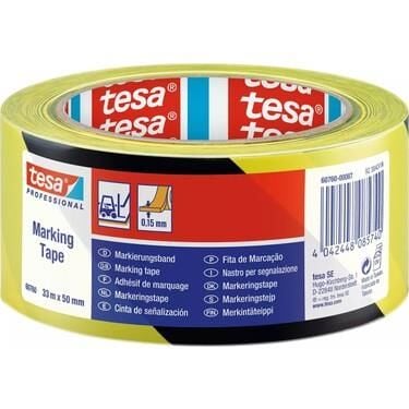 Tesa Yer İşaretleme Bandı 33 Mm 50 Mt İkaz Sarı Siyah 60760-00093-15
