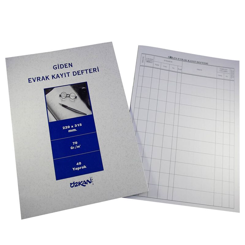 Özkan Giden Evrak Kayıt Defteri Karton Kapak 40 Yaprak G0529