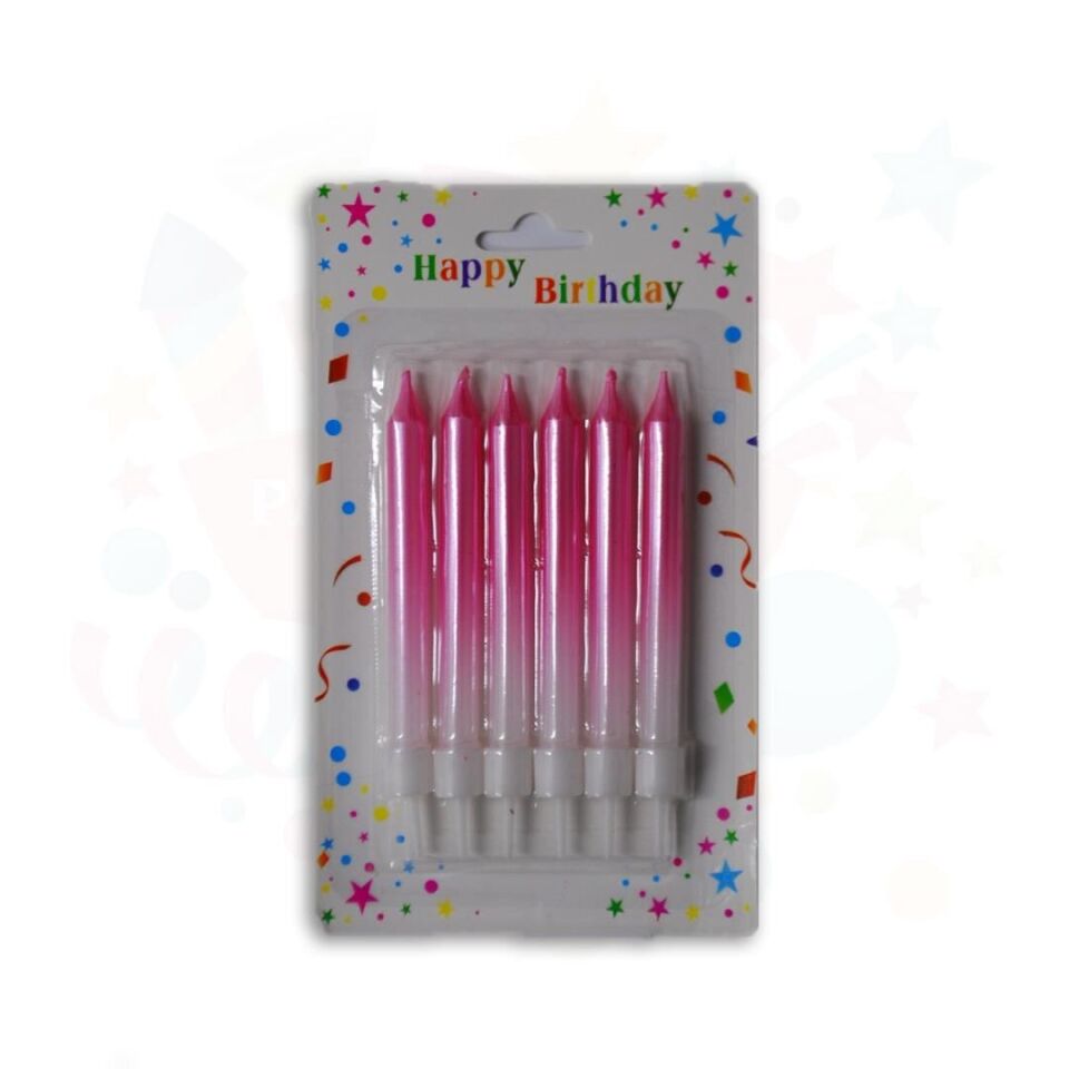 Nedi Mum Çubuklu 6'lı Renk Geçişli 8 Cm Pembe Nd-7148