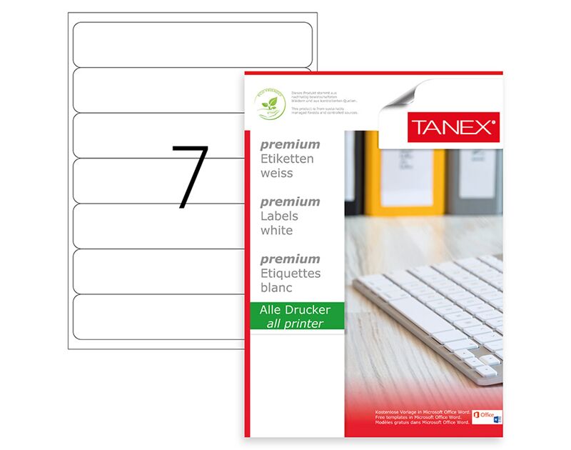Tanex Laser Etiket Tw-2107 192,5x39 Mm Beyaz Tw2107las10100
