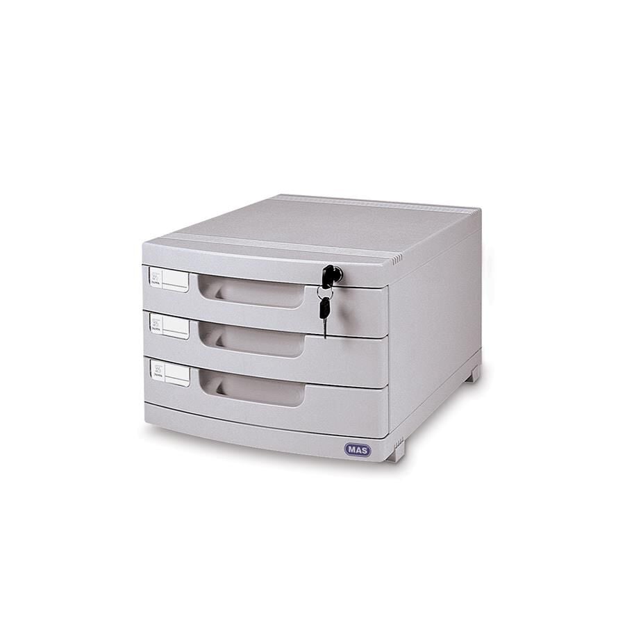 Mas Çekmeceli Evrak Rafı 3'lü Kilitli Gri 1403