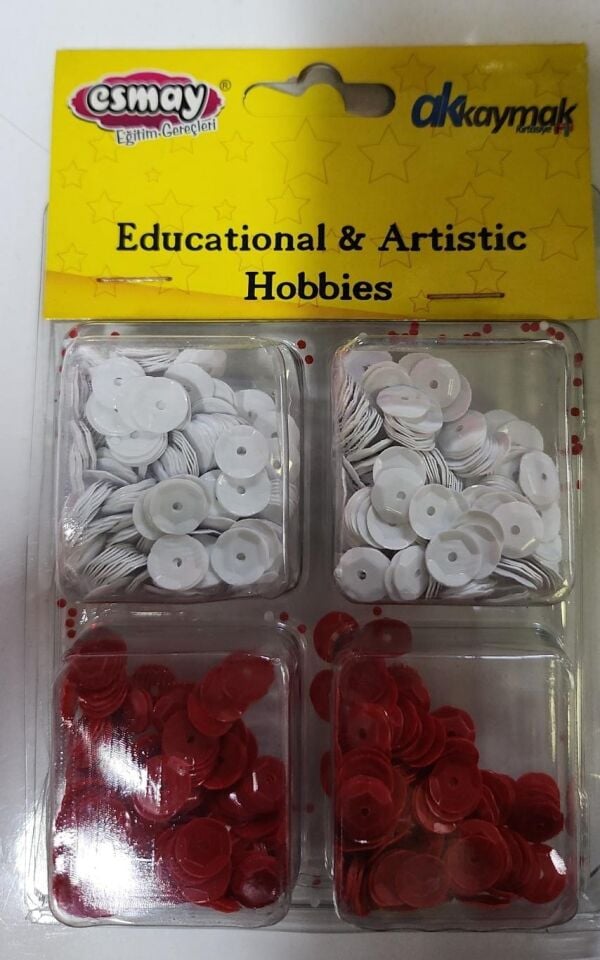 Esmay Pul Çukur Yuvarlak Kırmızı-beyaz 8mm 85374