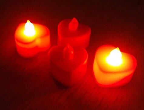 Nedi Işıklı Mum Pilli Tea Light Kalp Kırmızı Hs-11857