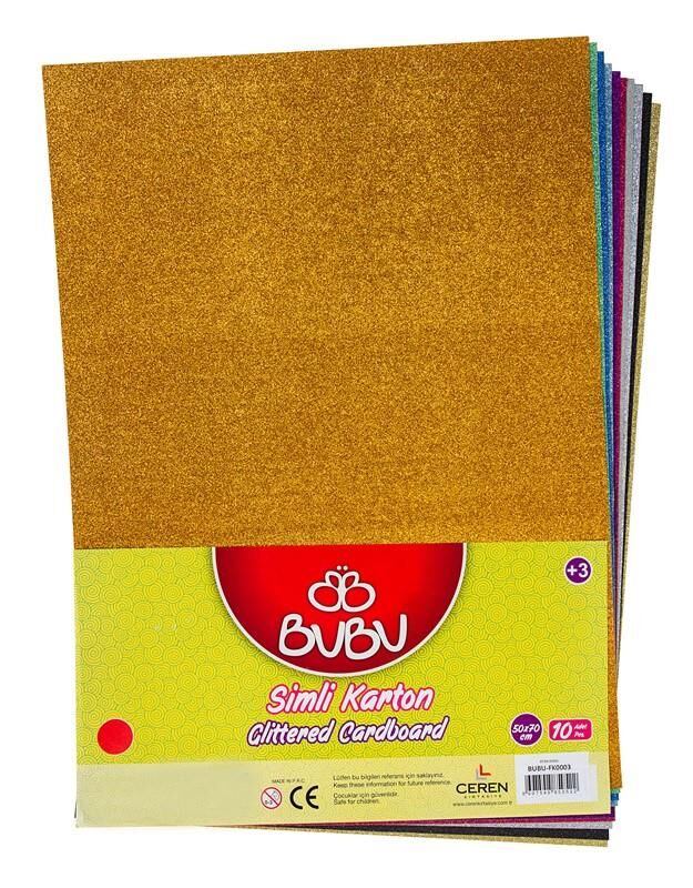 Bu-bu Simli Fon Kartonu 50x70 Cm Karışık 10'lu Fk-0003