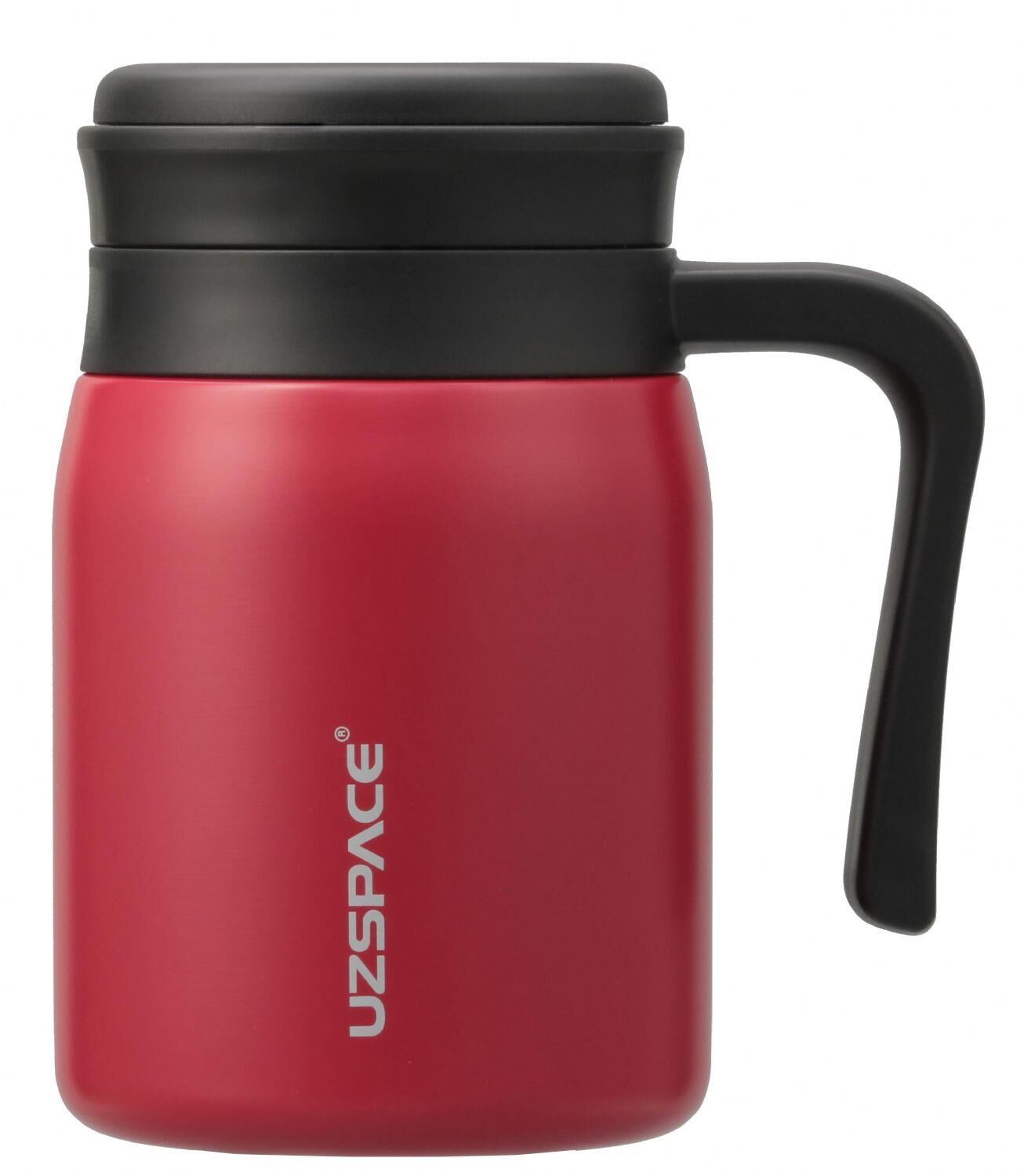 Uzspace Paslanmaz Çelik 470 Ml Kulplu Mug Kırmızı - Siyah 4078