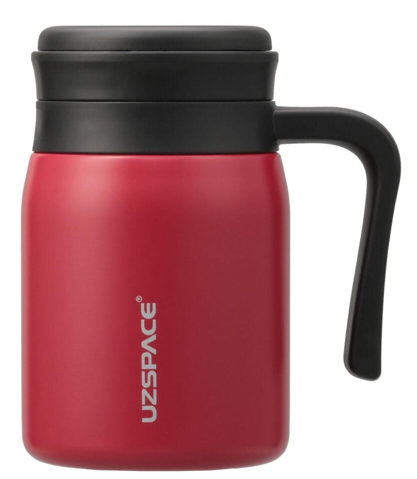 Uzspace Paslanmaz Çelik 470 Ml Kulplu Mug Kırmızı - Siyah 4078