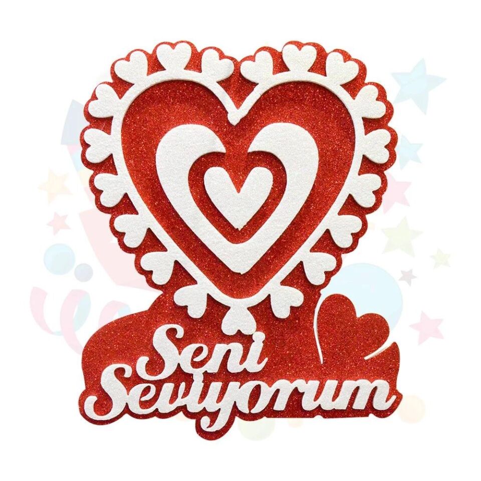 Nedi Strafor Kalp Tabela Seni Seviyorum 30*40 63545